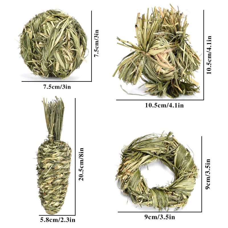 Rabbit Chew Toy Hamster Toys Grass Woven Balls Molar Snacks