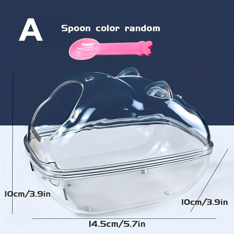 Clear Hamster Sand Bath Container with Spoon u2013 Small Animal Bathroom