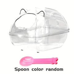 Clear Hamster Sand Bath Container with Spoon u2013 Small Animal Bathroom