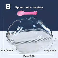 Clear Hamster Sand Bath Container with Spoon u2013 Small Animal Bathroom