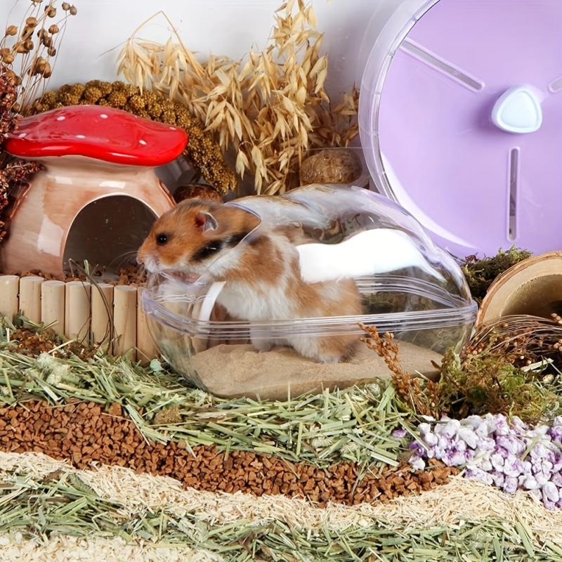Clear Hamster Sand Bath Container with Spoon u2013 Small Animal Bathroom