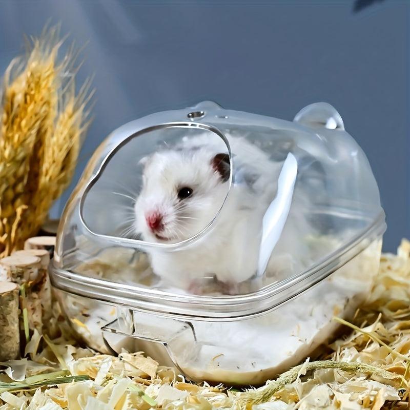 Clear Hamster Sand Bath Container with Spoon u2013 Small Animal Bathroom