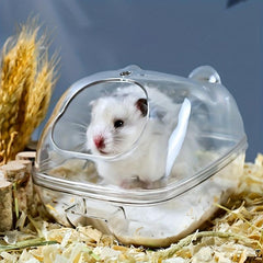 Clear Hamster Sand Bath Container with Spoon u2013 Small Animal Bathroom