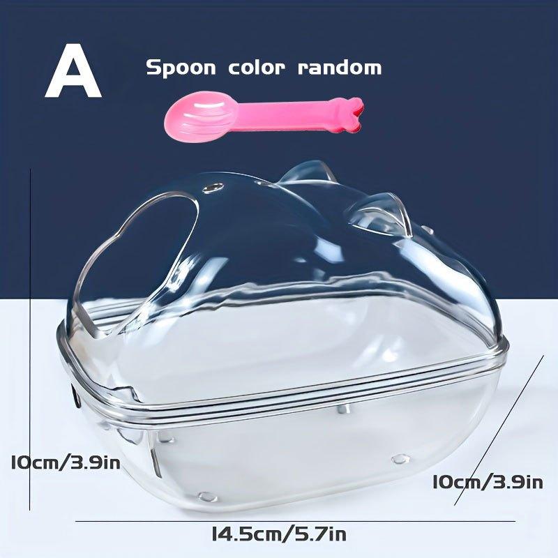Clear Hamster Sand Bath Container with Spoon u2013 Small Animal Bathroom
