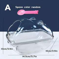 Clear Hamster Sand Bath Container with Spoon u2013 Small Animal Bathroom