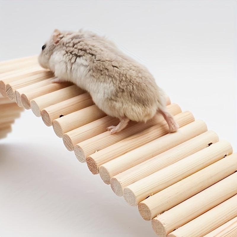 Pet Climbing Ladder Natural Wood Metal Suspension Bridge