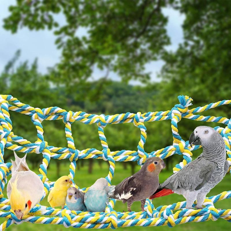 Small Animal Hammock Parrot Bird Toys Woven Climbing Net Cage Accessories