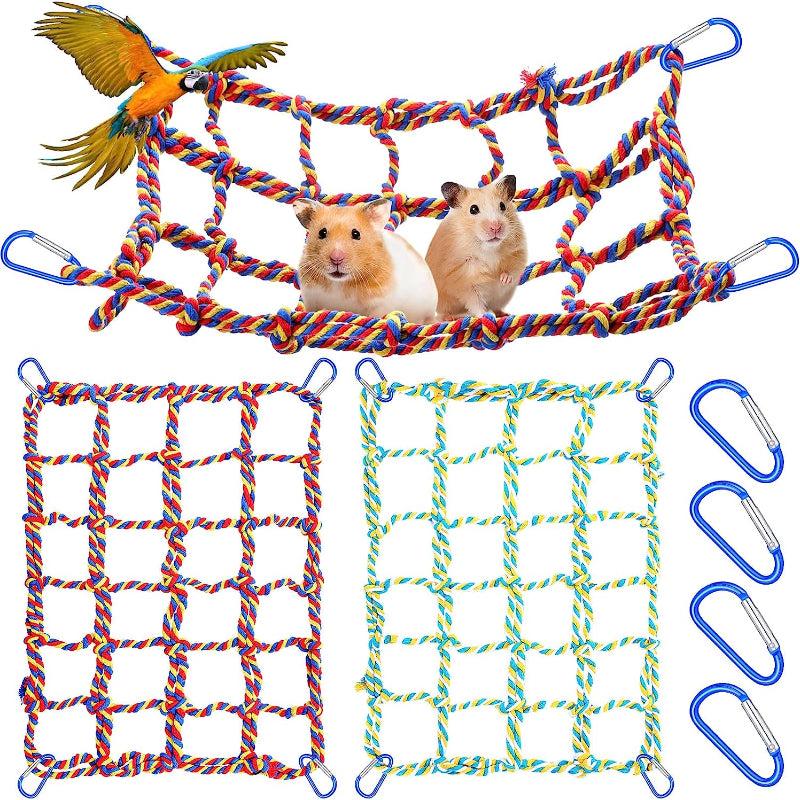 Small Animal Hammock Parrot Bird Toys Woven Climbing Net Cage Accessories