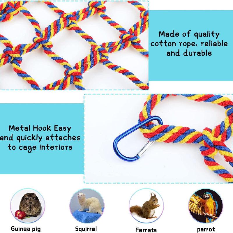 Small Animal Hammock Parrot Bird Toys Woven Climbing Net Cage Accessories