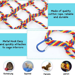 Small Animal Hammock Parrot Bird Toys Woven Climbing Net Cage Accessories