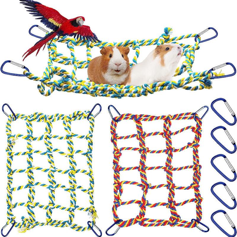 Small Animal Hammock Parrot Bird Toys Woven Climbing Net Cage Accessories