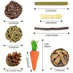 10pcs Rabbit Guinea Pig Bunny Chew Toys For Teeth Grinding Cage Hanging Toy