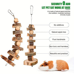 8 Piece Pet Teething Toy Set Wooden & Rattan Balls for Small Animals