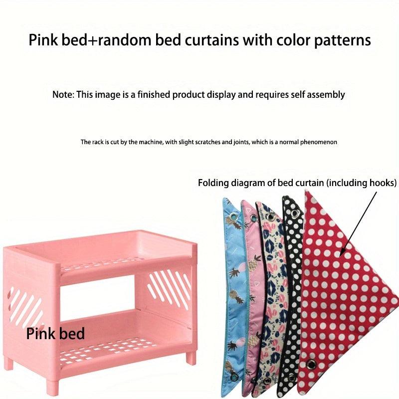 Double Layer Hamster Bed with Shelter and Curtain