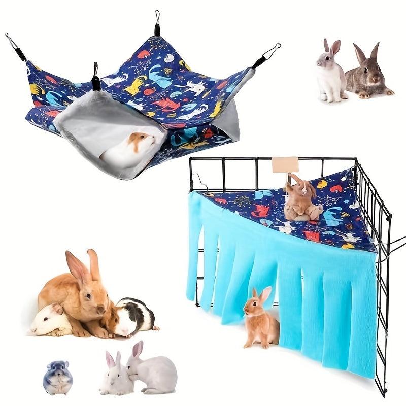 Double Layer Hamster Bed with Shelter and Curtain