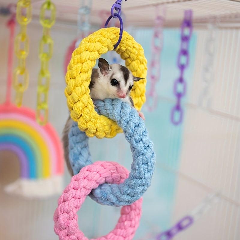 Hanging Rope Toy for Small Animals - Great for Hamsters & Parrots