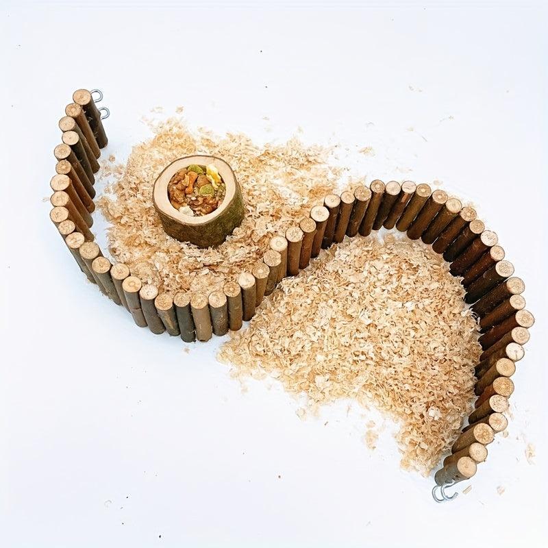 Natural Wooden Partition Fence Hamster Toy For Small Animal