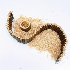 Natural Wooden Partition Fence Hamster Toy For Small Animal