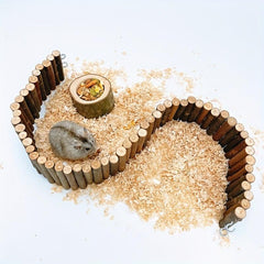 Natural Wooden Partition Fence Hamster Toy For Small Animal
