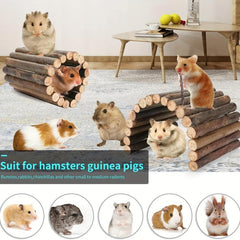 Natural Wooden Ladder Bridge Hamster Mouse Rat Rodents Toy