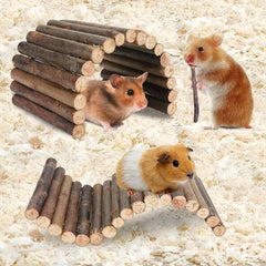 Natural Wooden Ladder Bridge Hamster Mouse Rat Rodents Toy