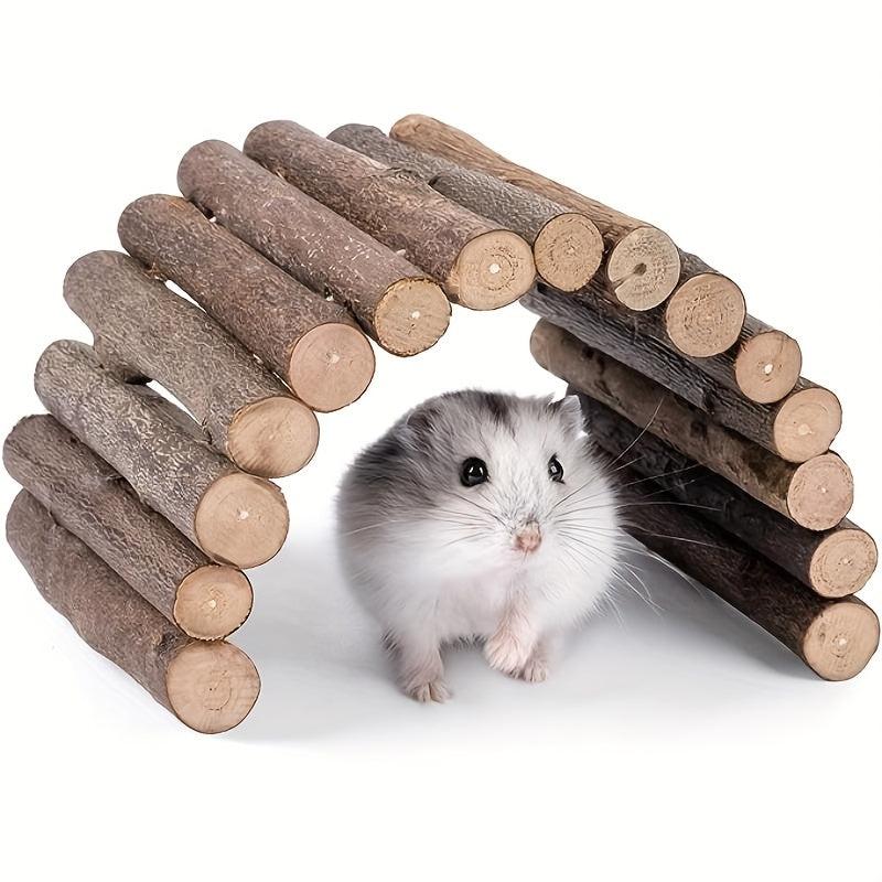 Natural Wooden Ladder Bridge Hamster Mouse Rat Rodents Toy