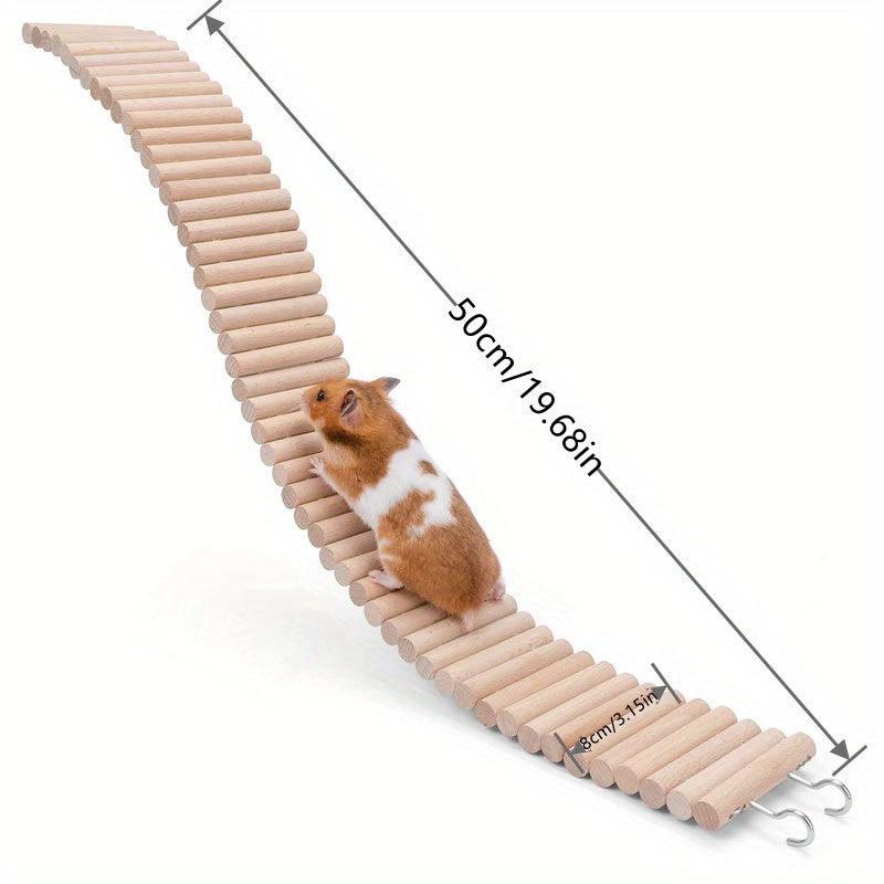 Flexible Wooden Bridges & Ladder Hideout for Hamsters/Birds