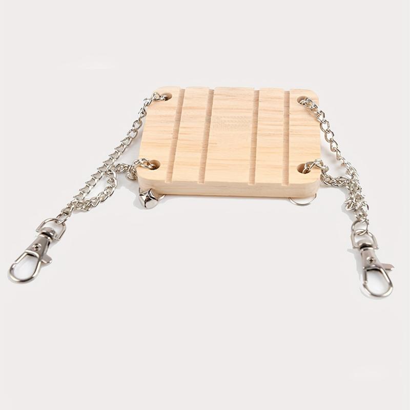 Natural Wood Swing Small Pet Hamster Toy Hanging Chain Swing