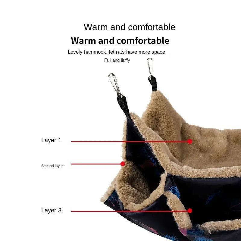 3 Layer Small Pet Hammock Hanging Bed Sleeping Bag Warm Hideout for Small Animal