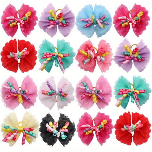 5pcs Lace Pet Bow for Dogs Stylish Pet Headwear