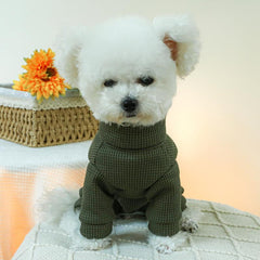Military Green Pet Sweater Jumpsuit Warm Velvet for Small/Medium Dogs