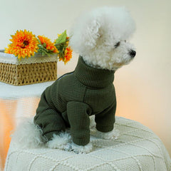 Military Green Pet Sweater Jumpsuit Warm Velvet for Small/Medium Dogs