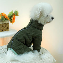 Military Green Pet Sweater Jumpsuit Warm Velvet for Small/Medium Dogs