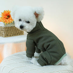 Military Green Pet Sweater Jumpsuit Warm Velvet for Small/Medium Dogs