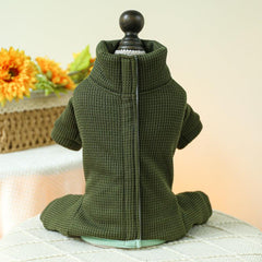 Military Green Pet Sweater Jumpsuit Warm Velvet for Small/Medium Dogs