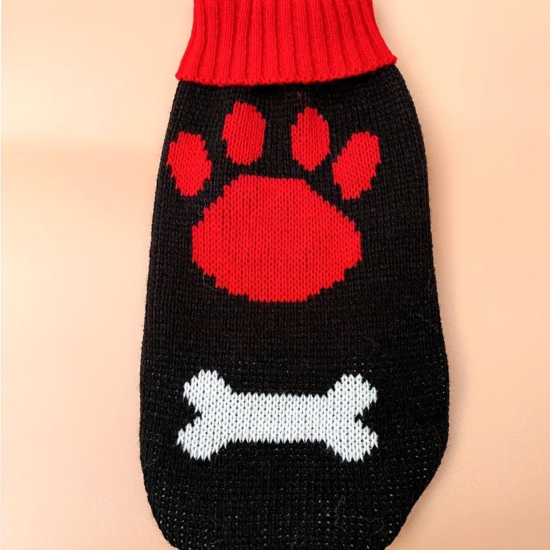 1pc Pawprint Graphic Pet Sweater for Winter