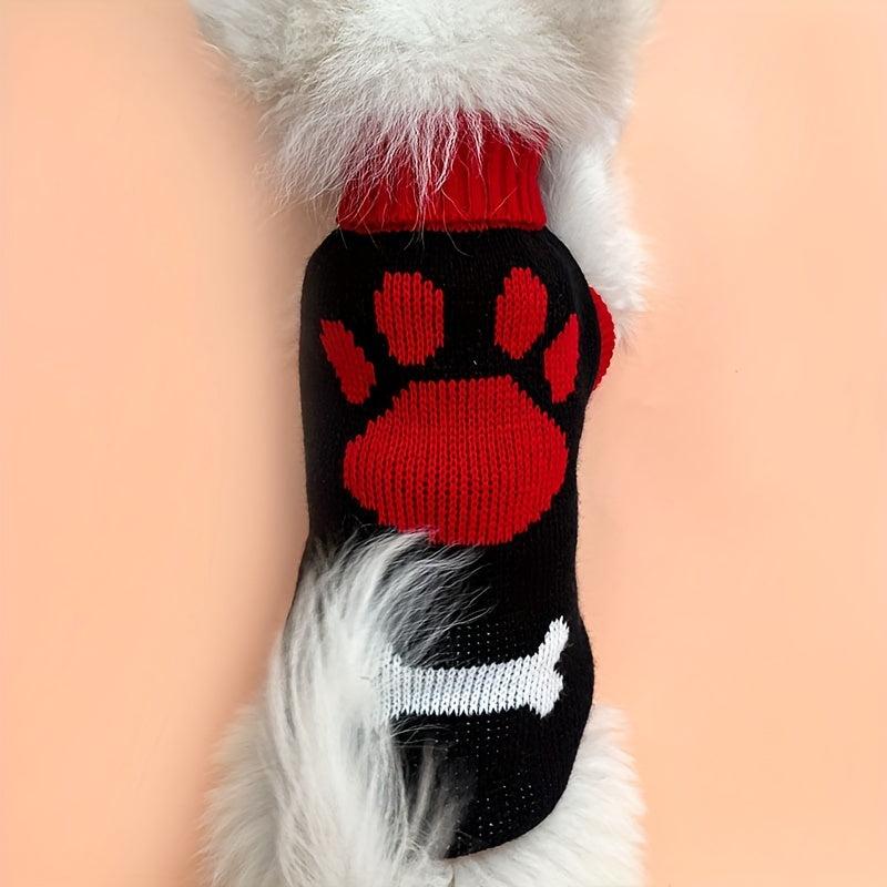 1pc Pawprint Graphic Pet Sweater for Winter