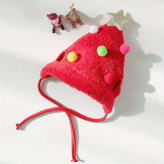 Christmas Pet Hat Bib Santa Claus Decoration Set for Small Dogs and Cats