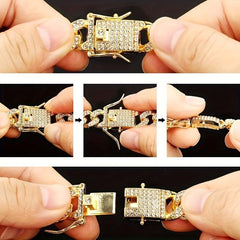 Cuban Chain Dog Collar with Diamond Necklace