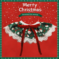 Pet Christmas Scarf Adjustable Cat Neck Scarf Lace Decor Pet Scarf