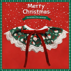 Pet Christmas Scarf Adjustable Cat Neck Scarf Lace Decor Pet Scarf