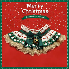 Pet Christmas Scarf Adjustable Cat Neck Scarf Lace Decor Pet Scarf