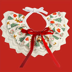 Pet Christmas Scarf Adjustable Cat Neck Scarf Lace Decor Pet Scarf