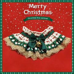 Pet Christmas Scarf Adjustable Cat Neck Scarf Lace Decor Pet Scarf