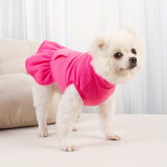 Plush Warm Dog Dress Red Pet Clothes Comfortable Cozy Dog Skirt