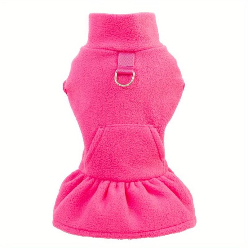 Plush Warm Dog Dress Red Pet Clothes Comfortable Cozy Dog Skirt