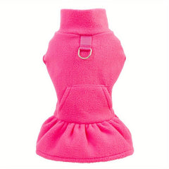 Plush Warm Dog Dress Red Pet Clothes Comfortable Cozy Dog Skirt