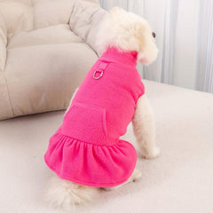 Plush Warm Dog Dress Red Pet Clothes Comfortable Cozy Dog Skirt