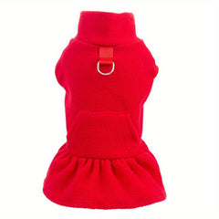 Plush Warm Dog Dress Red Pet Clothes Comfortable Cozy Dog Skirt