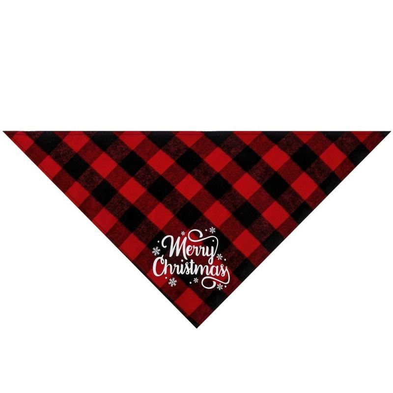 Christmas Saliva Towel Graphic Plaid Dog Scarf Pet Supplies